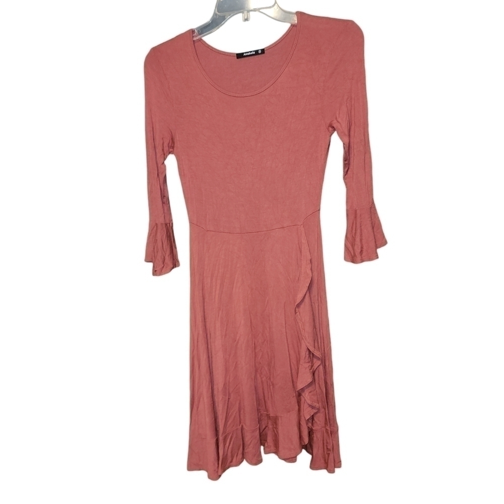 Annabelle size small dress red/pink color  bell sleeve ruffle around bottom